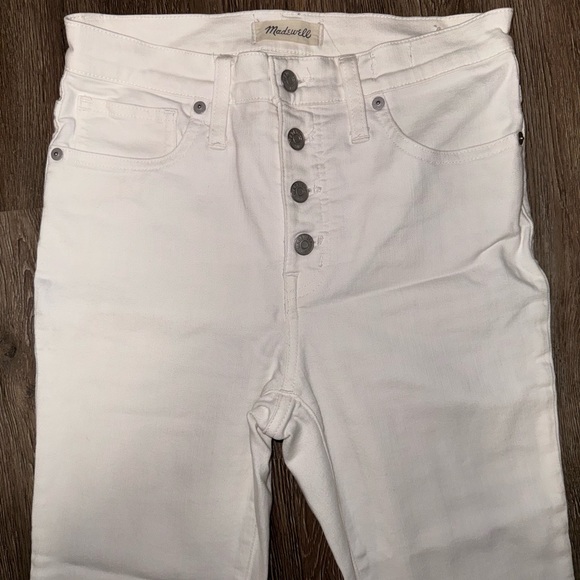 Madewell 9” Mid-Rise Button Skinny Jean Size 27 Pure White - Picture 7 of 13